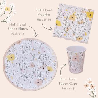Pink Floral Birthday Tableware Kit Ginger Ray