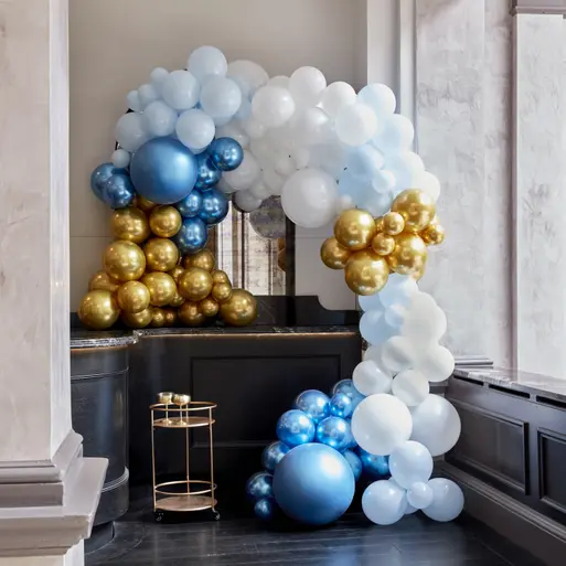 Blue and gold balloons store