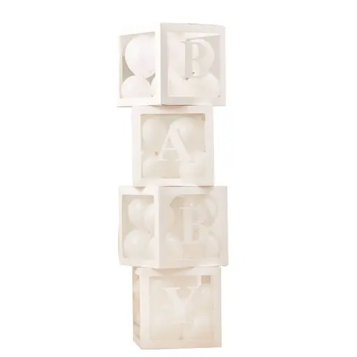 Pop up baby blocks to fill with white balloons Ginger Ray