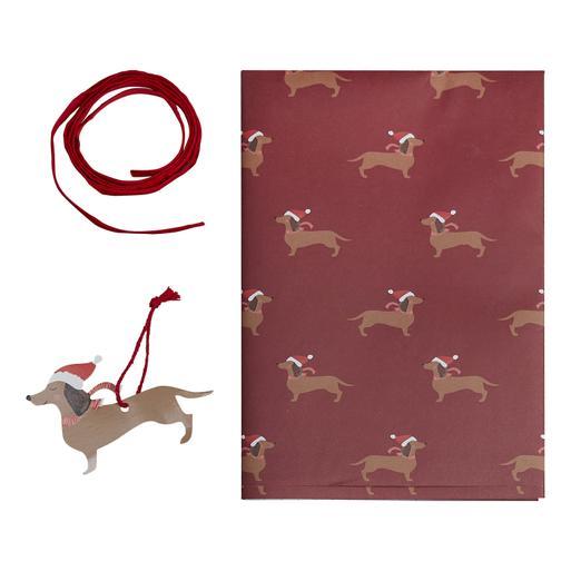 Sausage Dog Christmas Wrapping Paper Kit, Dachshund Wrapping Paper