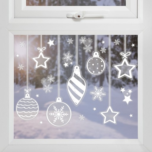 White Bauble, Star and Snowflake Christmas Window Stickers | Ginger Ray