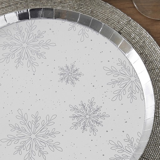 Silver Foiled Snowflake Christmas Paper Plates Ginger Ray