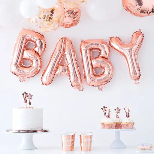 Rose gold discount balloons baby shower