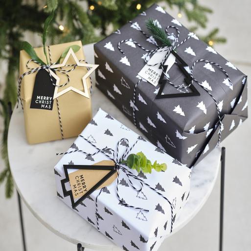 Black and white christmas gift wrap clearance