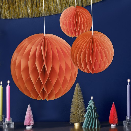 Orange Honeycomb Decorations Ginger Ray