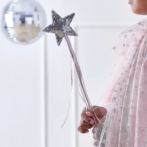 Pink Silver Sequin Star Fairy Wand Ginger Ray
