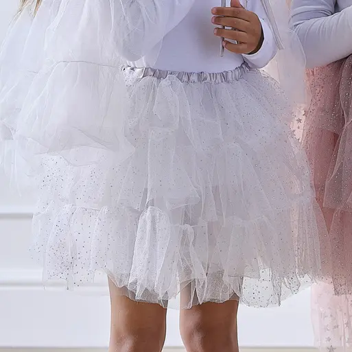 White Silver Sparkle Fairy Princess Costume Tutu Ages 5 7