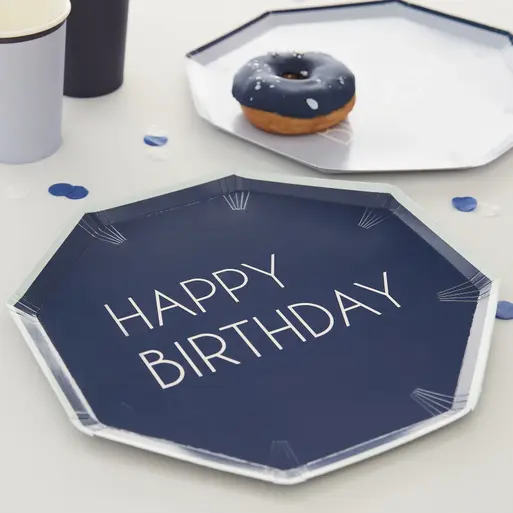 Navy and white paper plates store