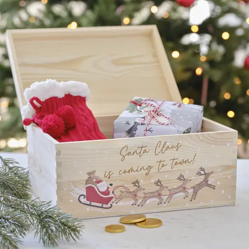 Customisable Wooden Christmas Box Xmas Eve Box Ginger Ray