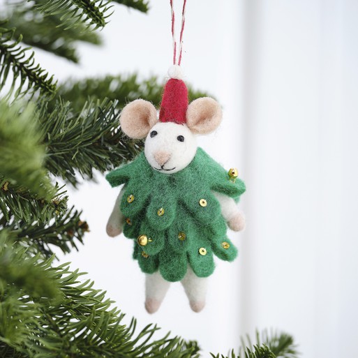 Felt mouse christmas tree decoration