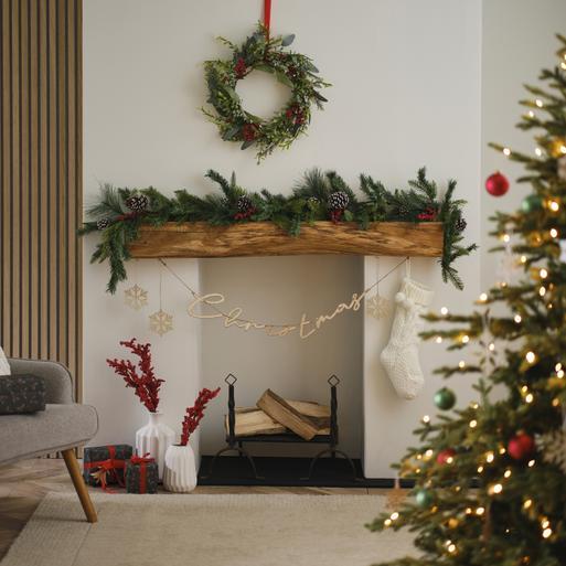 Christmas garland with red ornaments clearance
